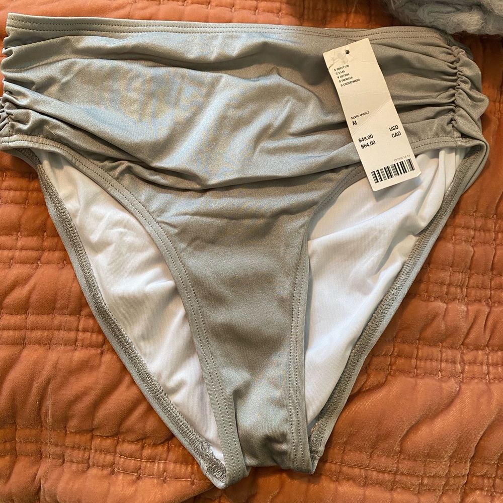 Urban Outfitter High Waist Metallic Silver Bathing Suit Bottom